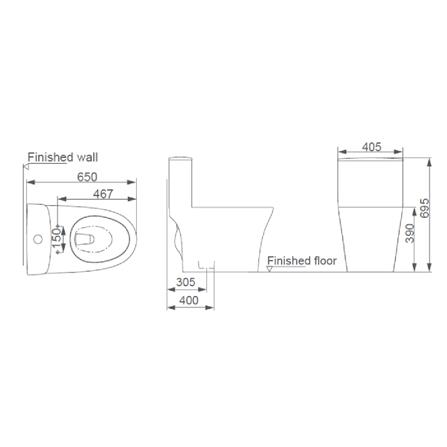 สุขภัณฑ์ 1 ชิ้น COTTO C11900 4.8 ลิตร สีขาว_1