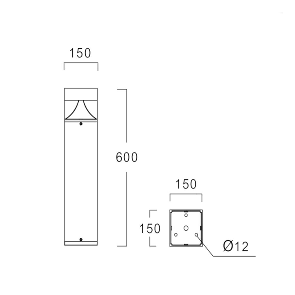ไฟทางเดิน LED L&E 9P-A0167 15 วัตต์ WARM WHITE สีดำ/ใส/เงิน