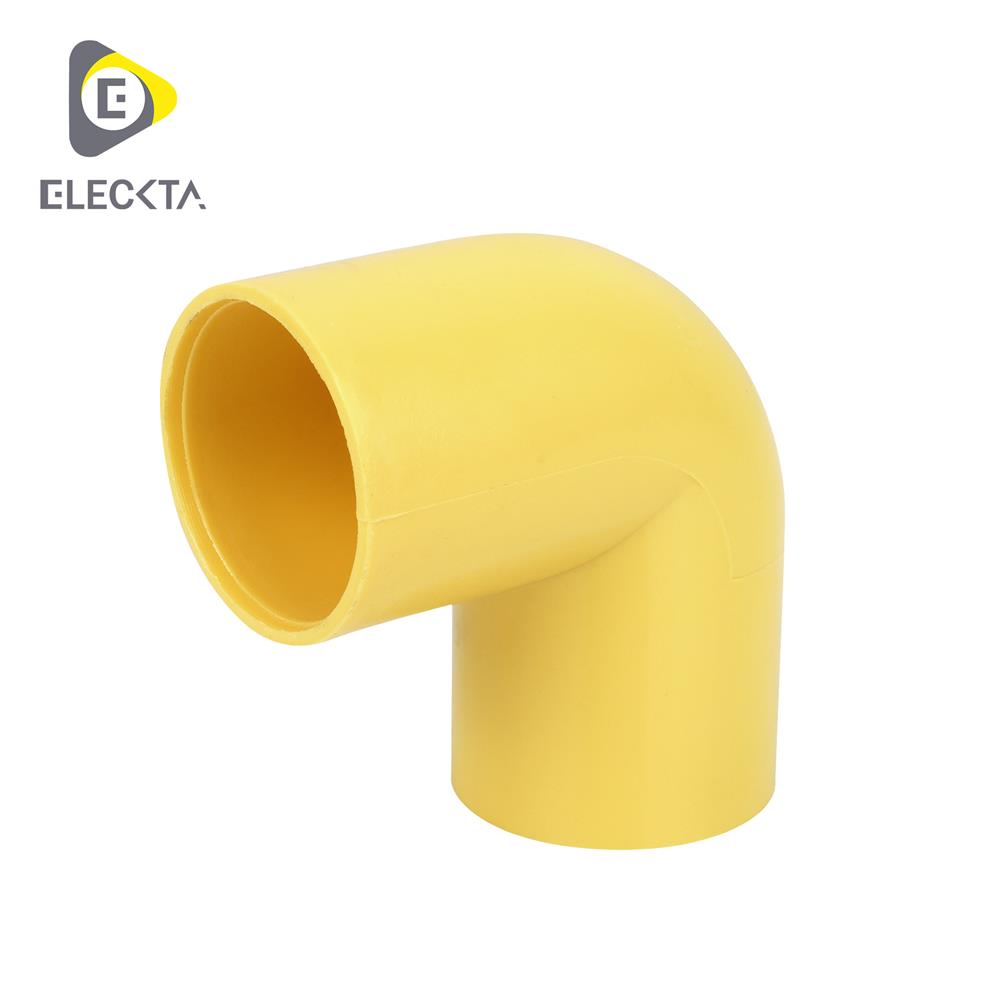 ข้องอ 90 องศา ร้อยสาย ELECKTA 3/4 นิ้ว สีเหลือง (แพ็ก 4 ชิ้น)