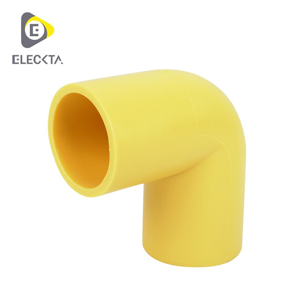 ข้องอ 90 องศา ร้อยสาย ELECKTA 3/8 นิ้ว สีเหลือง (แพ็ก 4 ชิ้น)