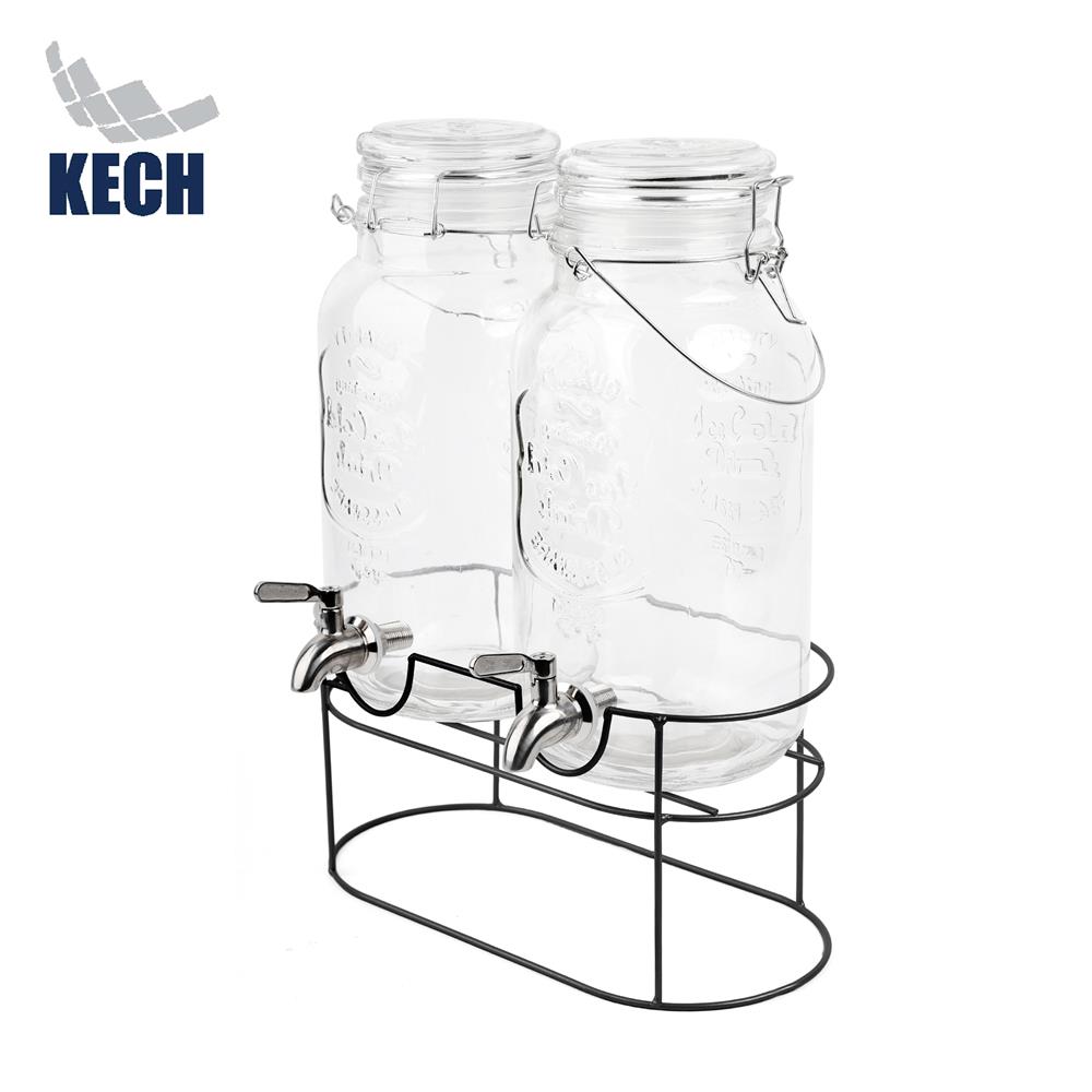 ขวดโหลแก้วมีก๊อกฝาสปริง KECH 3.8 ลิตร (2 ชิ้น/ชุด)