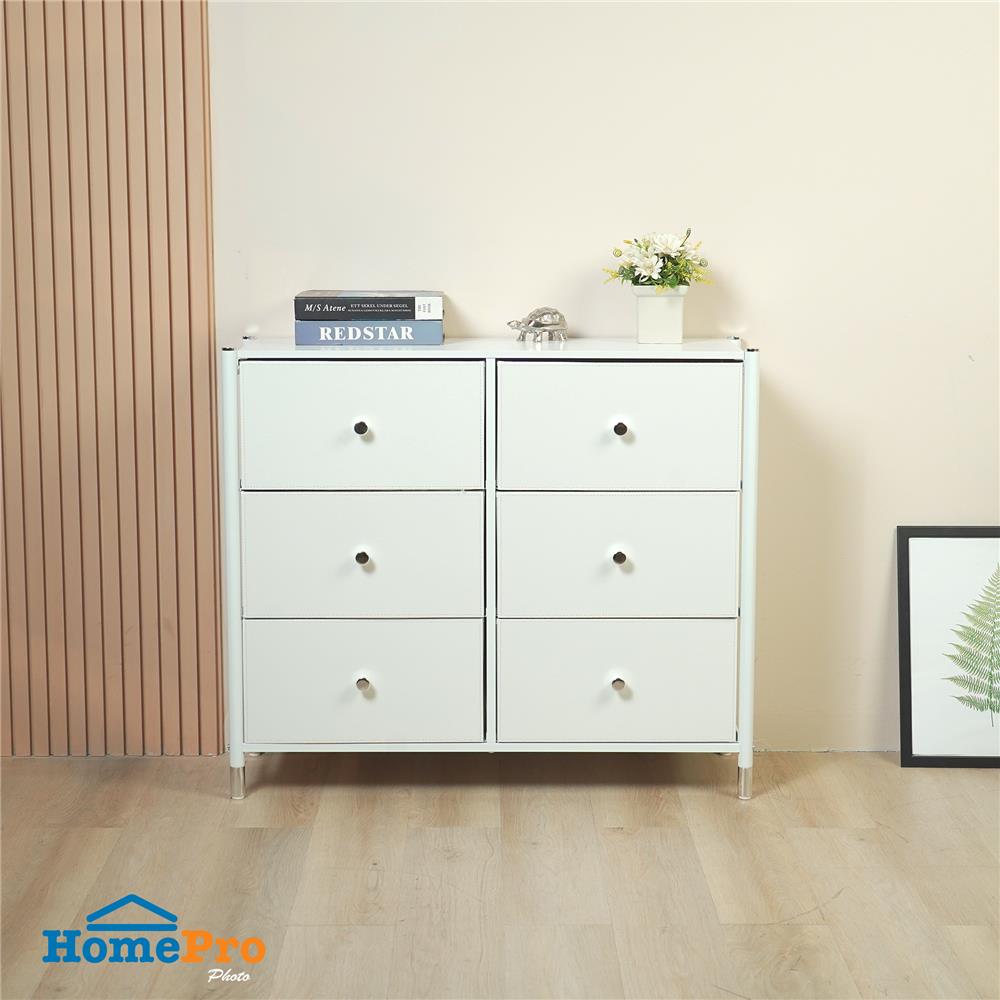 ชั้นลิ้นชักหนัง 6 ช่อง STACKO LUZZO 88.5X30X76.5 ซม. สีขาว