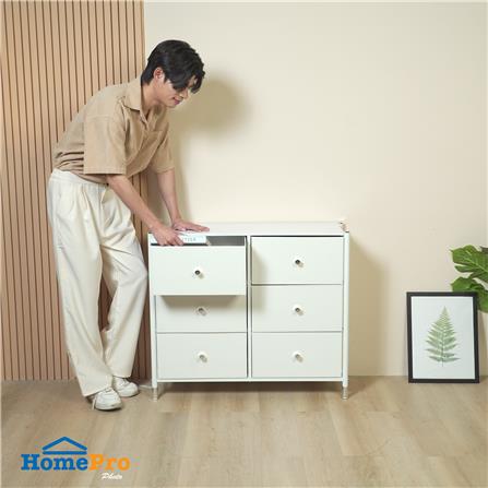 ชั้นลิ้นชักหนัง 6 ช่อง STACKO LUZZO 88.5X30X76.5 ซม. สีขาว_8
