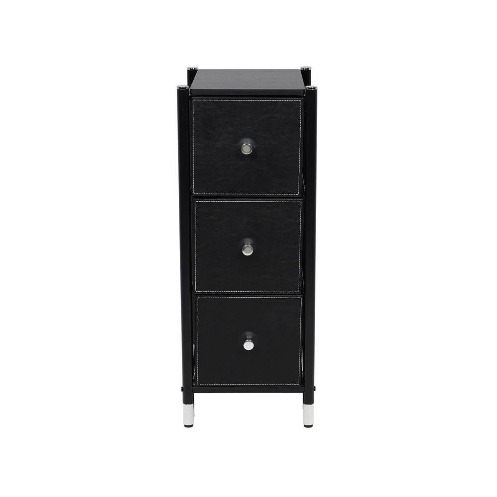 ชั้นลิ้นชักหนัง 3 ชั้น STACKO LUZZO 29X35X77.3 ซม. สีดำ