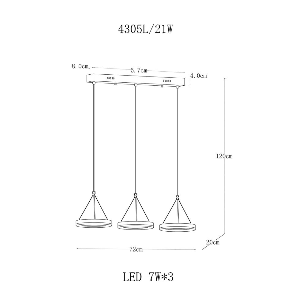 ไฟช่อ LED CARINI 4305L/21WCAR 21 วัตต์ สีทอง/ขาว 3 หัว