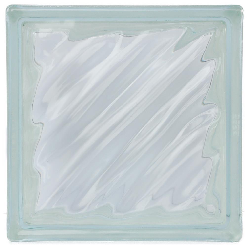 อิฐแก้ว 19x19x8 ซม. ช้างแก้ว แก้วคลื่นสมุทร สีใส