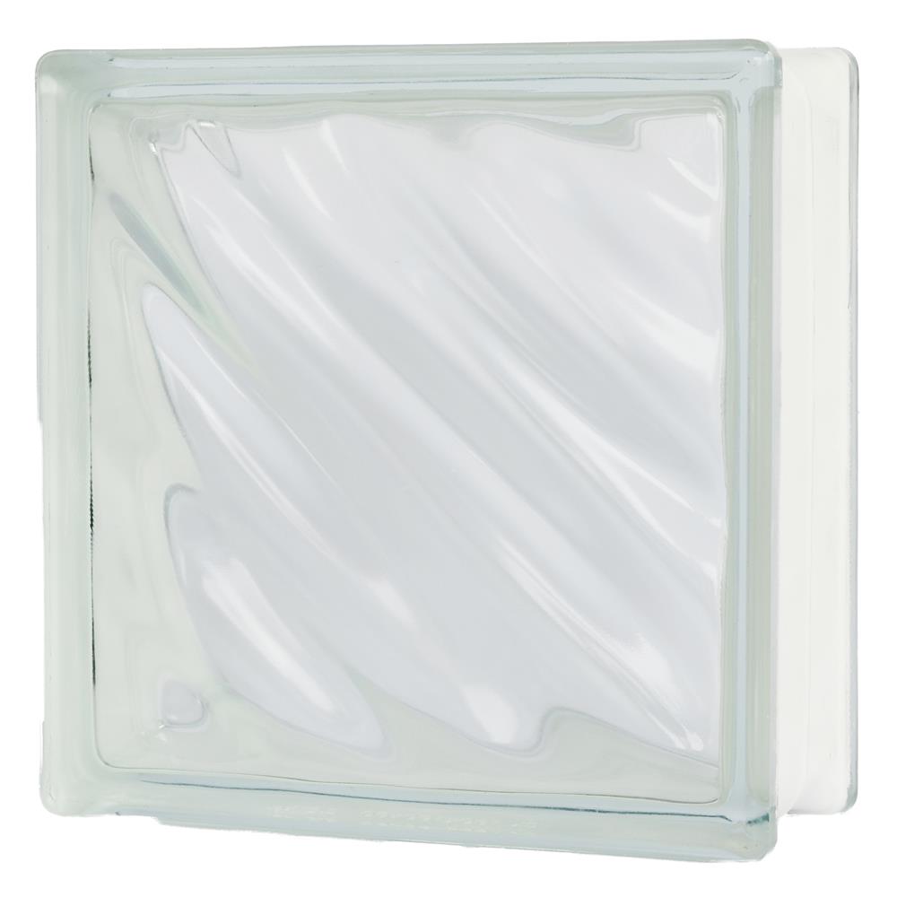 อิฐแก้ว 19x19x8 ซม. ช้างแก้ว แก้วคลื่นสมุทร สีใส