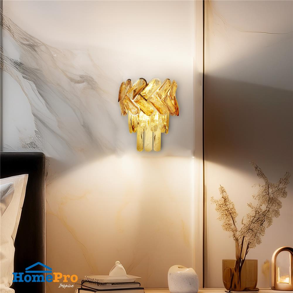 ไฟกิ่งภายใน CARINI KMB0028-2W สีน้ำตาล/ทอง/ใส 2 หัว