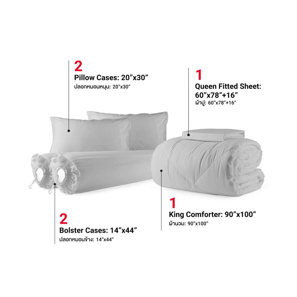 ชุดผ้าปูที่นอน 5 ฟุต (ชุด 6 ชิ้น) FROLINA COTTON BREEZE CBSF005