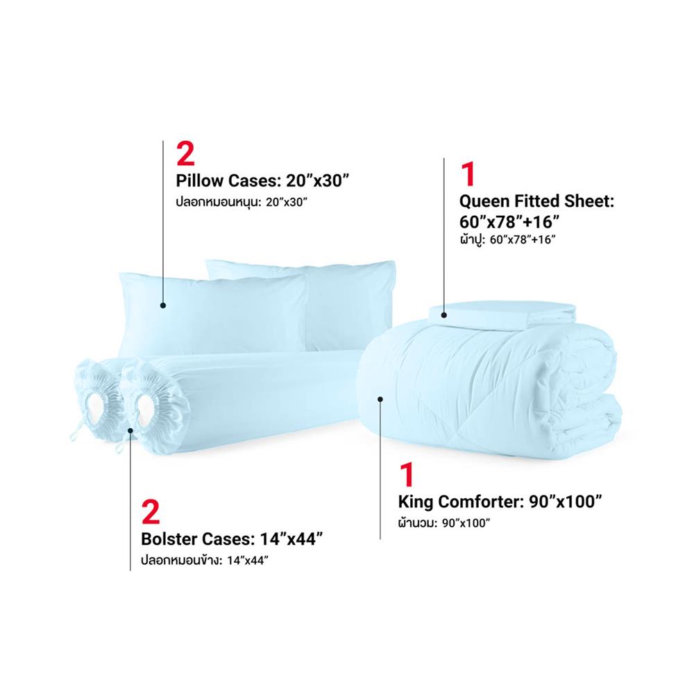 ชุดผ้าปูที่นอน 5 ฟุต (ชุด 6 ชิ้น) FROLINA COTTON BREEZE CBSF004