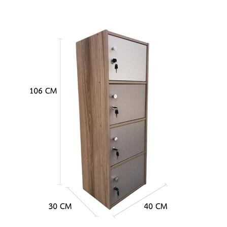 ตู้ล็อกเกอร์ 4 ช่อง FURDINI FINE 40 ซม. ลายไม้/ครีมขาวผ้า_8