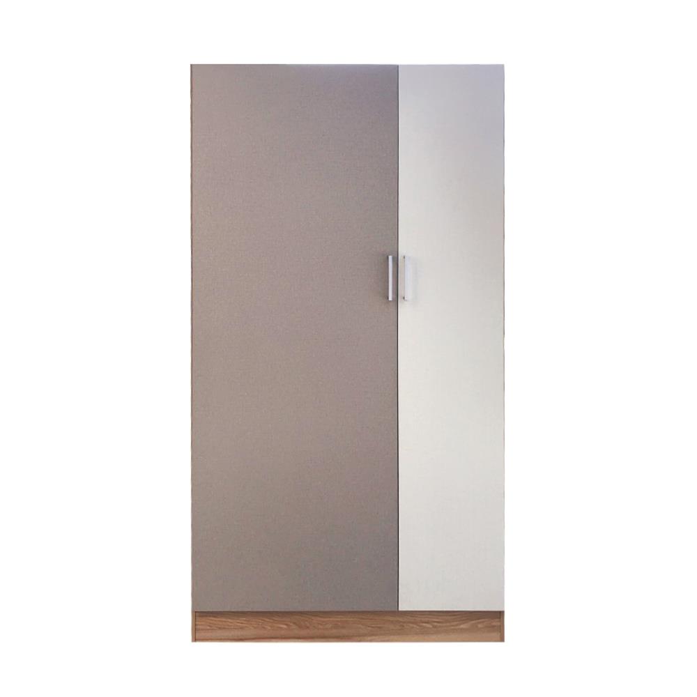 ตู้เสื้อผ้า 2 บานเปิด FURDINI FINE 90 ซม. ลายไม้/ครีมขาวผ้า