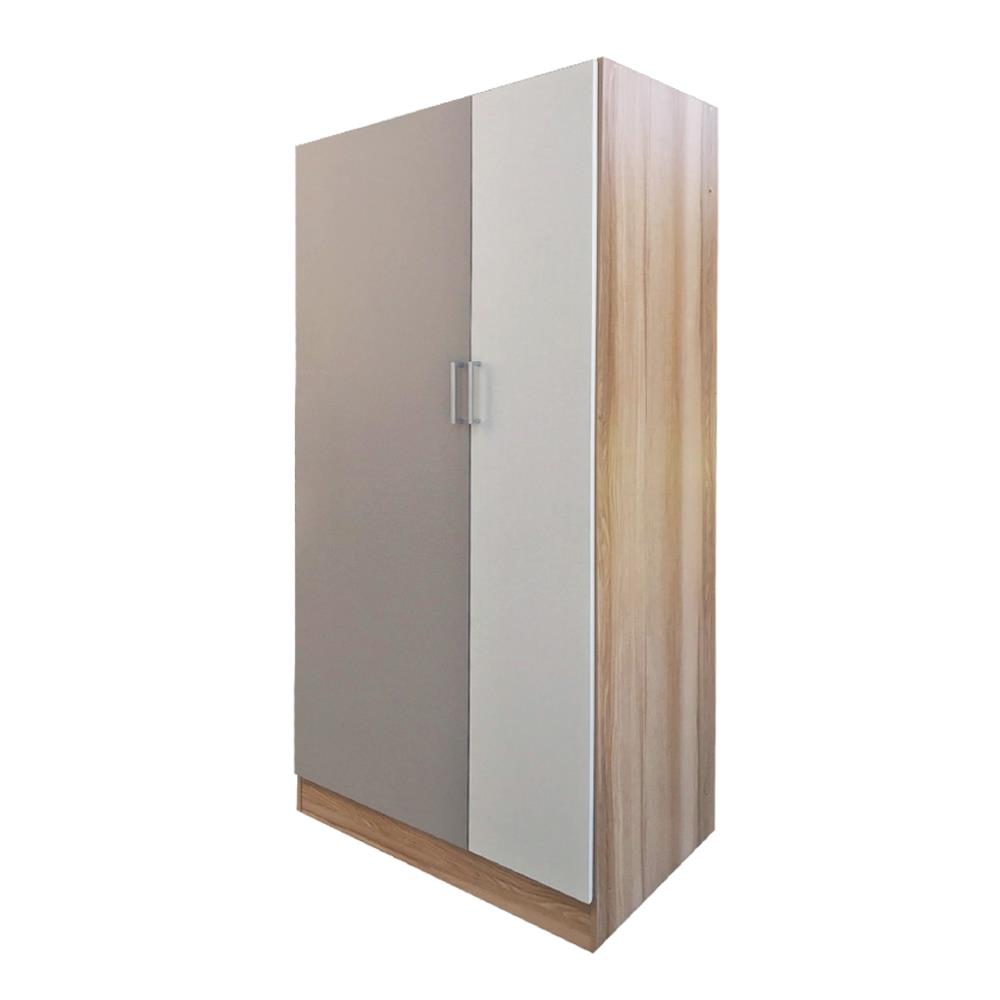 ตู้เสื้อผ้า 2 บานเปิด FURDINI FINE 90 ซม. ลายไม้/ครีมขาวผ้า