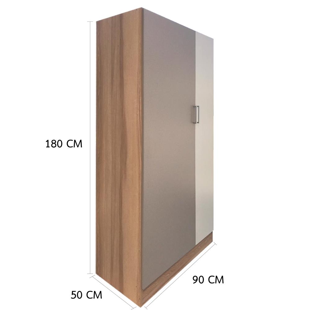 ตู้เสื้อผ้า 2 บานเปิด FURDINI FINE 90 ซม. ลายไม้/ครีมขาวผ้า