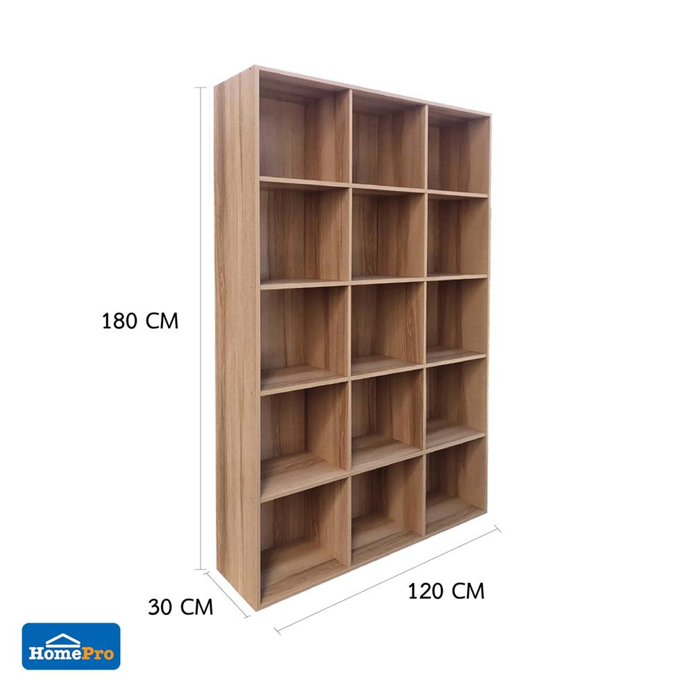 ชั้นวางของทึบ 15 ช่อง FURDINI FINE 120 ซม. ลายไม้