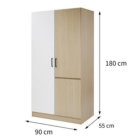 ตู้เสื้อผ้า 2 บานเปิด FURDINI PROGRET 90 ซม. สีโอ๊ค/ขาว_7