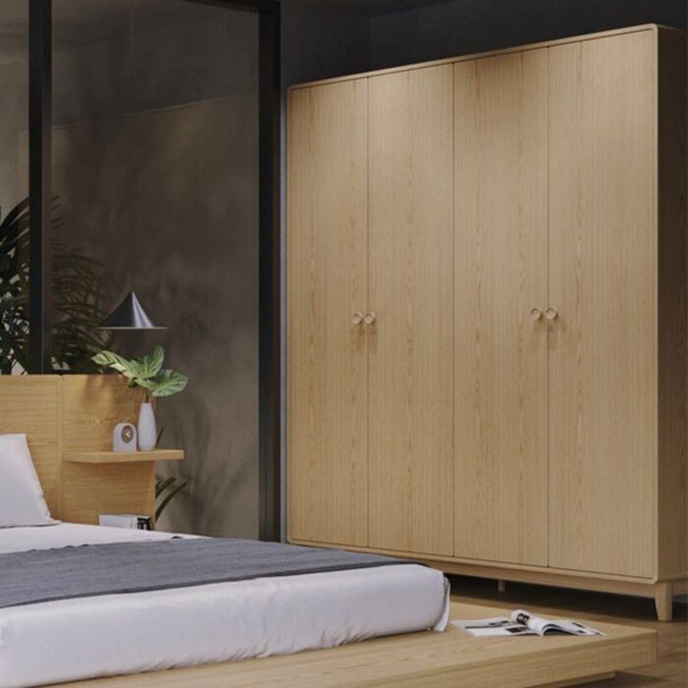 ตู้เสื้อผ้า 4 บานเปิด SB FURNITURE HAGI 19217668 196 ซม. สี MONACO OAK