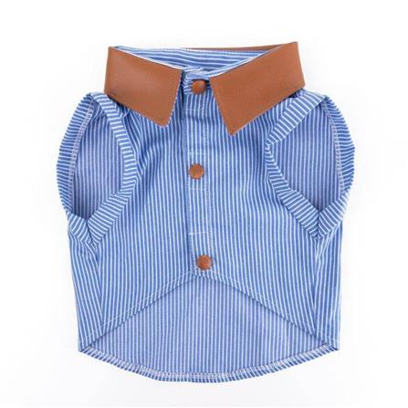 เสื้อสัตว์เลี้ยง CLAWSET DENIM ปกหนัง ไซซ์ S สีฟ้า_0