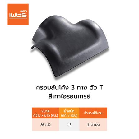 ครอบสันโค้ง 3 ทาง T ลอนคู่ ตราเพชร สีไอรอนเกรย์_2