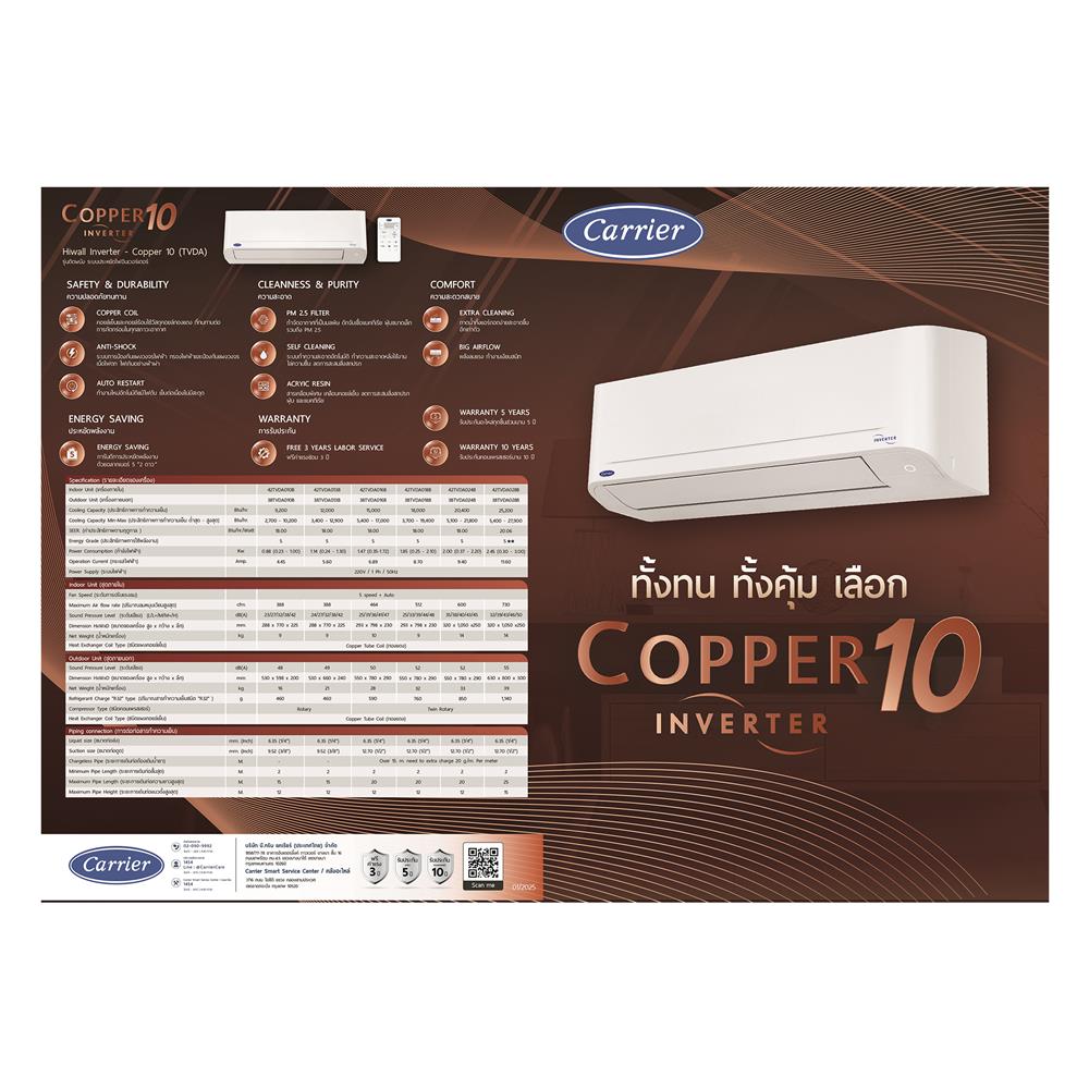 แอร์ผนัง CARRIER 42TVDA024B/38TVDA024B 20400 บีทียู อินเวอร์เตอร์