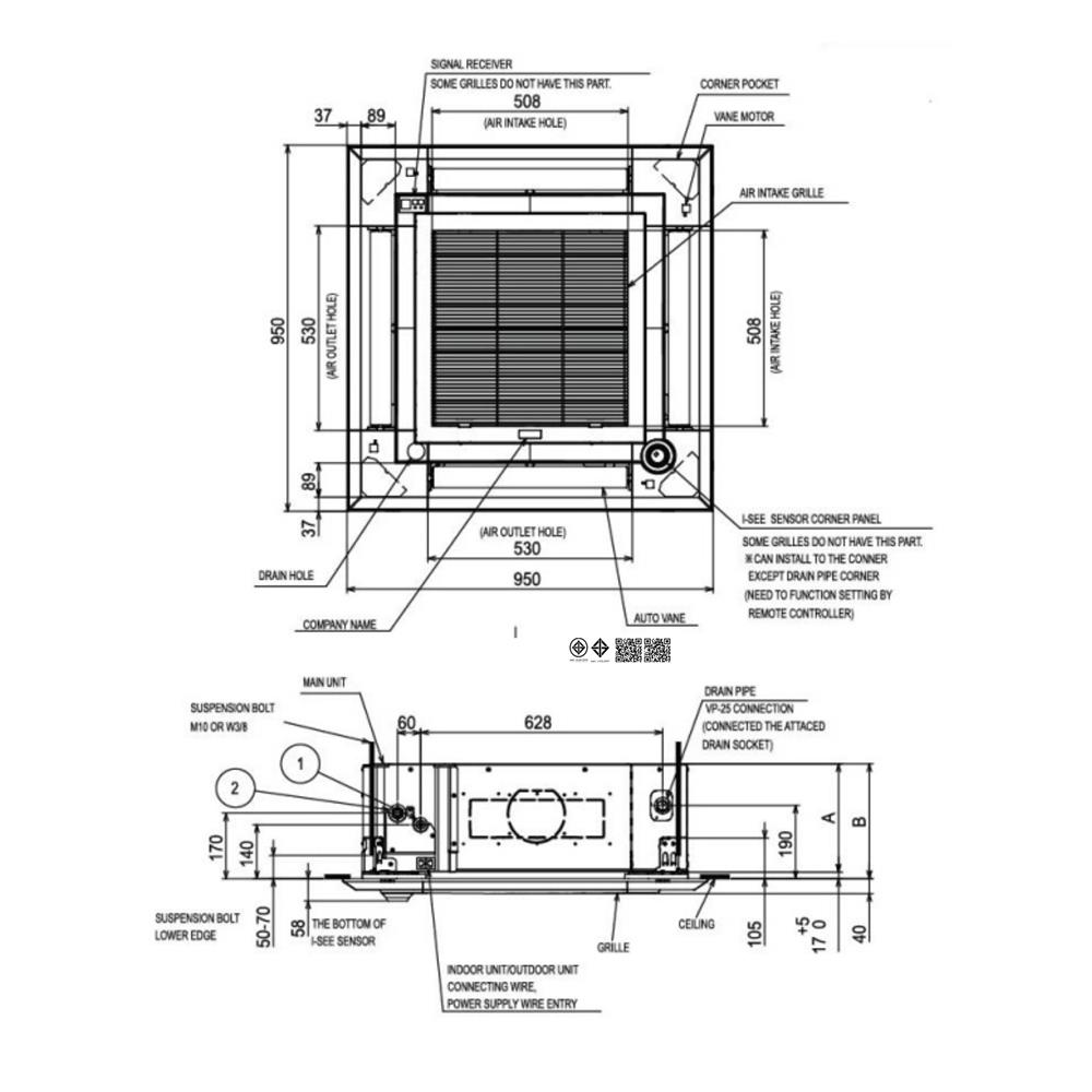 แอร์เพดาน MITSUBISHI PLY-SM24EA4 24225 บีทียู อินเวอร์เตอร์