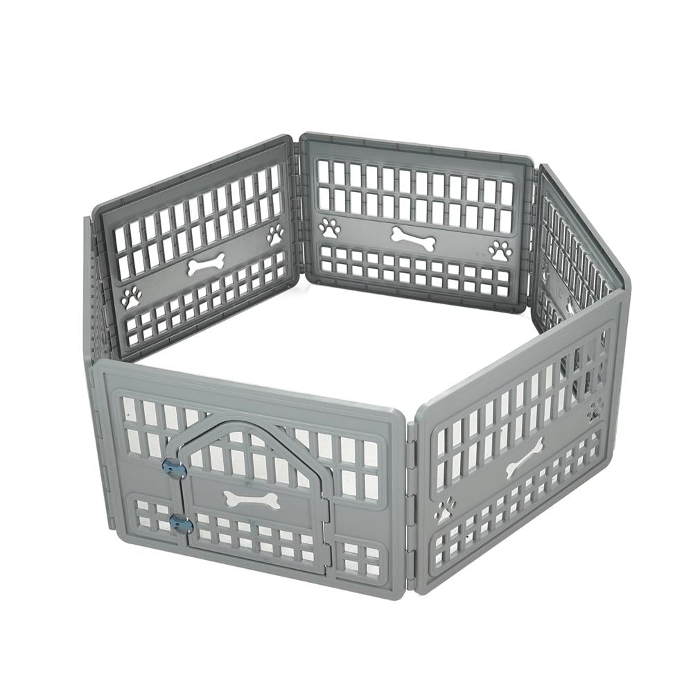 รั้วสัตว์เลี้ยง 6 เหลี่ยม DPETT 172x151 ซม. สีเทา