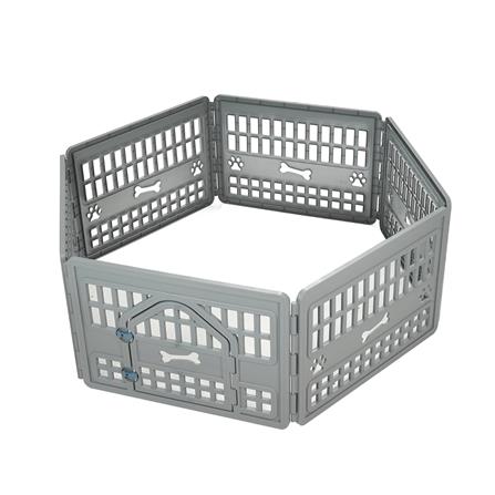 รั้วสัตว์เลี้ยง 6 เหลี่ยม PETSHOP 172X151 ซม. สีเท...