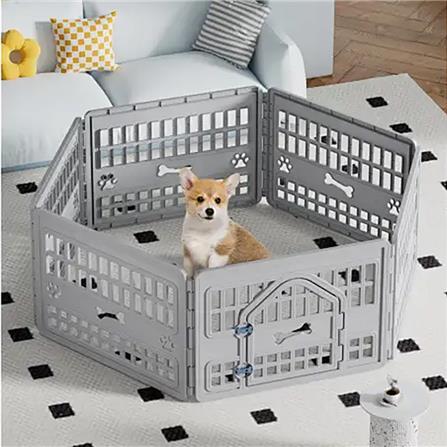 รั้วสัตว์เลี้ยง 6 เหลี่ยม DPETT 172x151 ซม. สีเทา_5