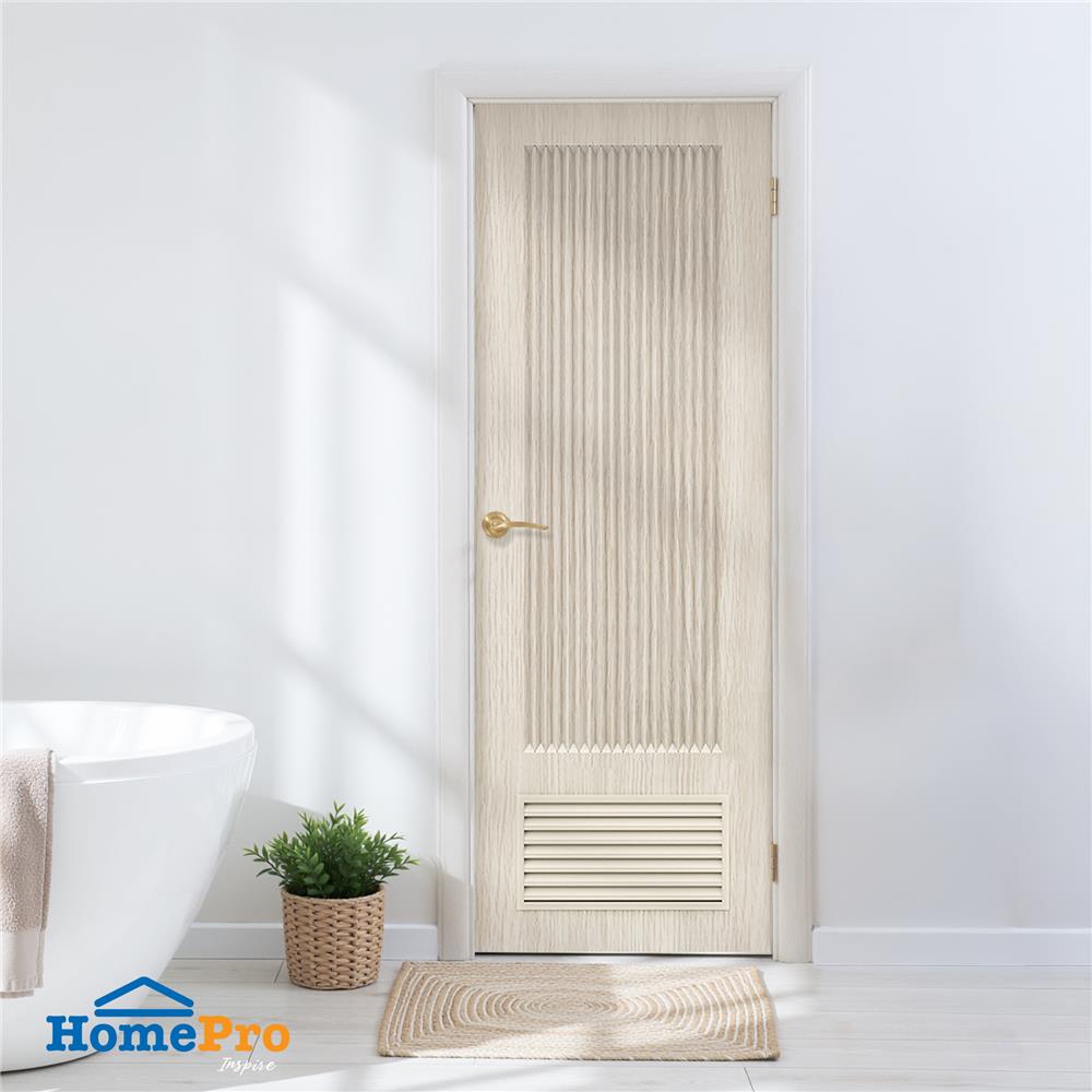 ประตูห้องน้ำ UPVC เจาะลูกบิด AZLE PZL05 70x200 ซม. สี WHITE GRAY