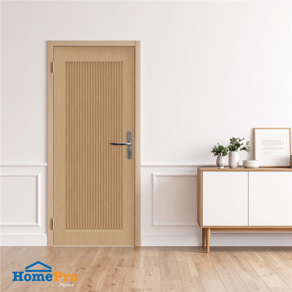 ประตูภายใน UPVC เจาะลูกบิด AZLE PZ05 80x200 ซม. สี NATURAL ASH WOOD