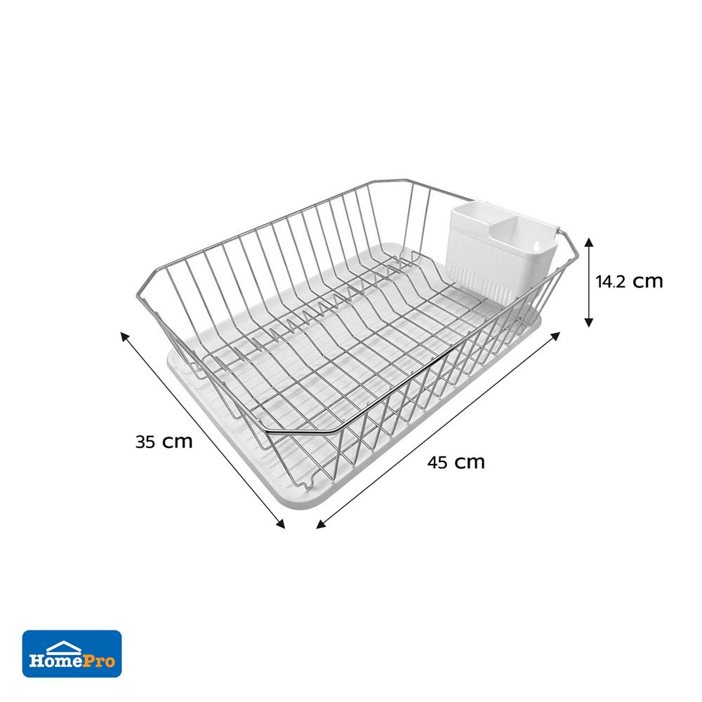 ชั้นคว่ำจานสเตนเลส พร้อมที่ใส่ช้อนและถาดรองน้ำ KECH FIRM