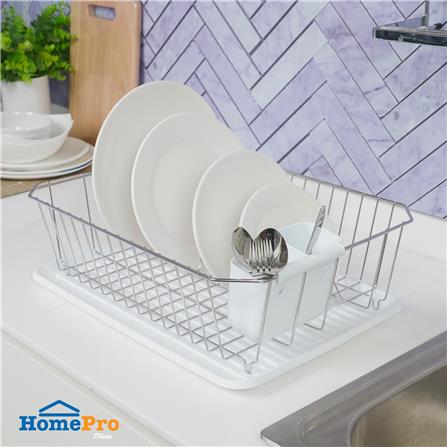 ชั้นคว่ำจานสเตนเลส พร้อมที่ใส่ช้อนและถาดรองน้ำ KECH FIRM_6