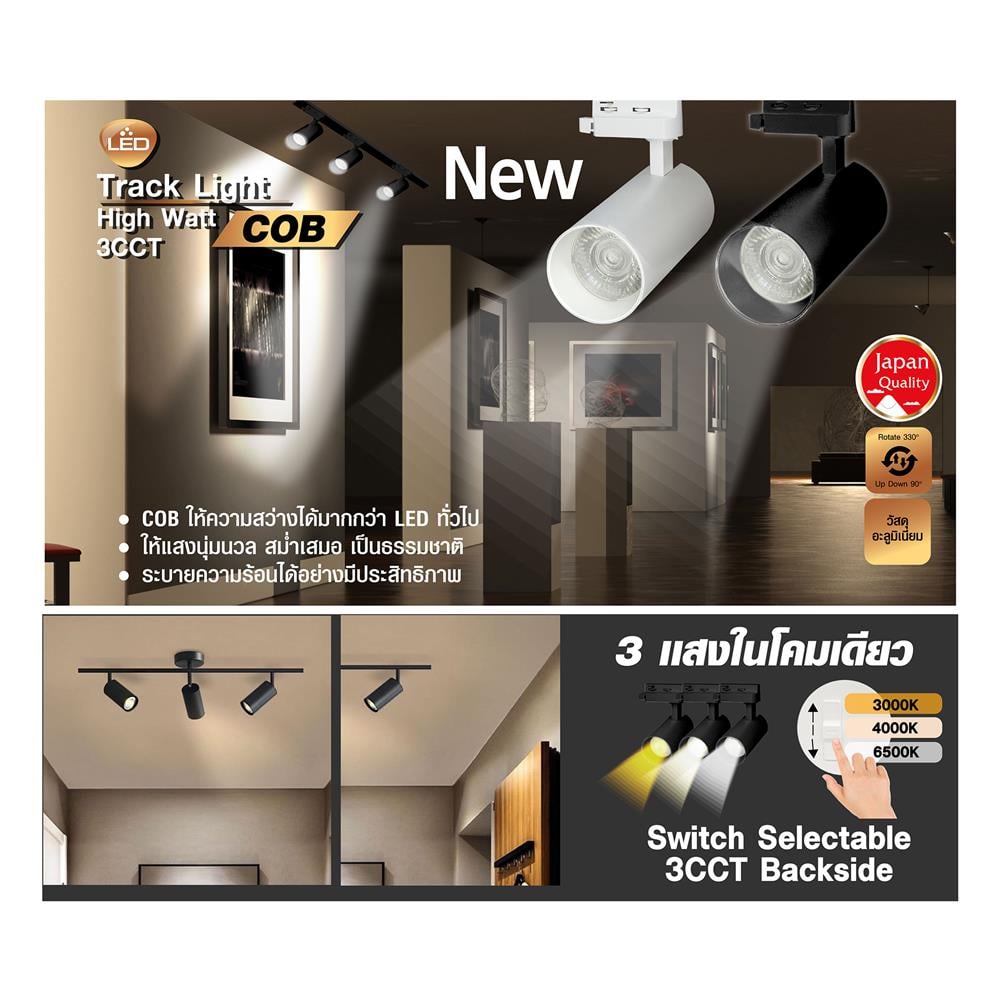 แทรคไลท์ติดราง LED SHINING S-TRL10004-1(WH) 10 วัตต์ DAYLIGHT/COOL WHITE/WARM WHITE สีขาว