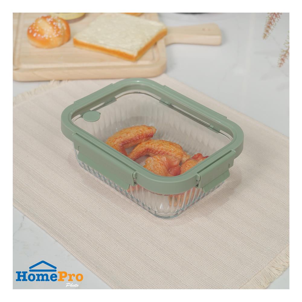 กล่องอาหารแก้วเหลี่ยม KECH RENA 1.05 ลิตร สีเทา