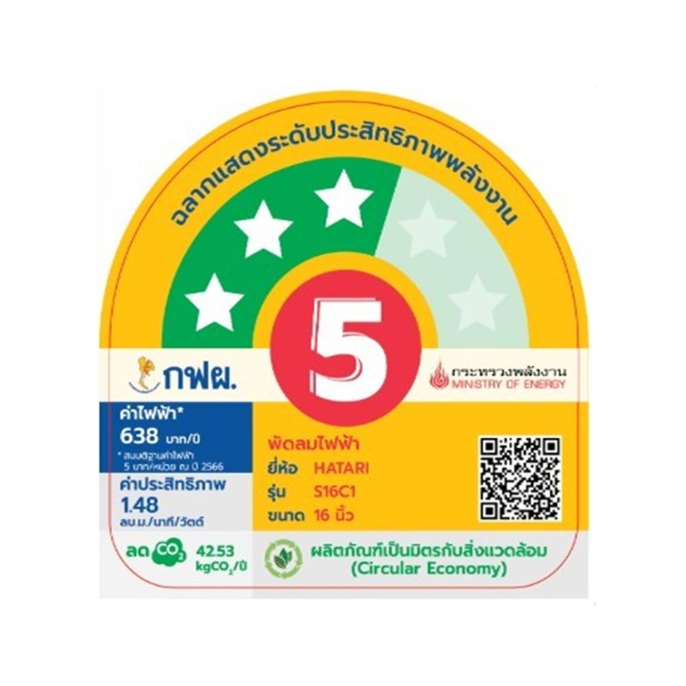 พัดลมสไลด์ 16 นิ้ว HATARI S16C1 สีเขียว