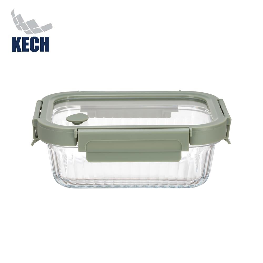กล่องอาหารแก้วเหลี่ยม KECH RENA 0.37 ลิตร สีเทา