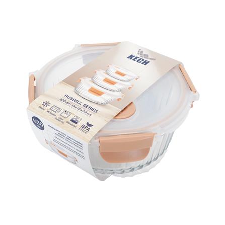 กล่องอาหารแก้วกลม KECH RUSSELL 0.65 ลิตร สีพีช_5
