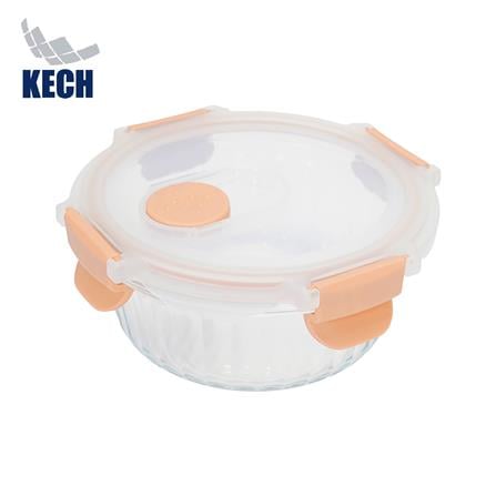 กล่องอาหารแก้วกลม KECH RUSSELL 0.4 ลิตร สีพีช_1