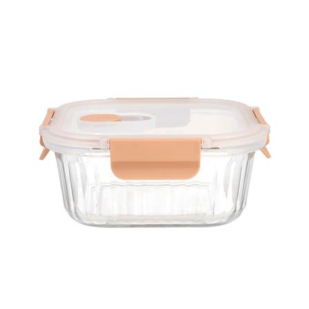 กล่องอาหารแก้วเหลี่ยม KECH RUSSELL 0.8 ลิตร สีพีช_2