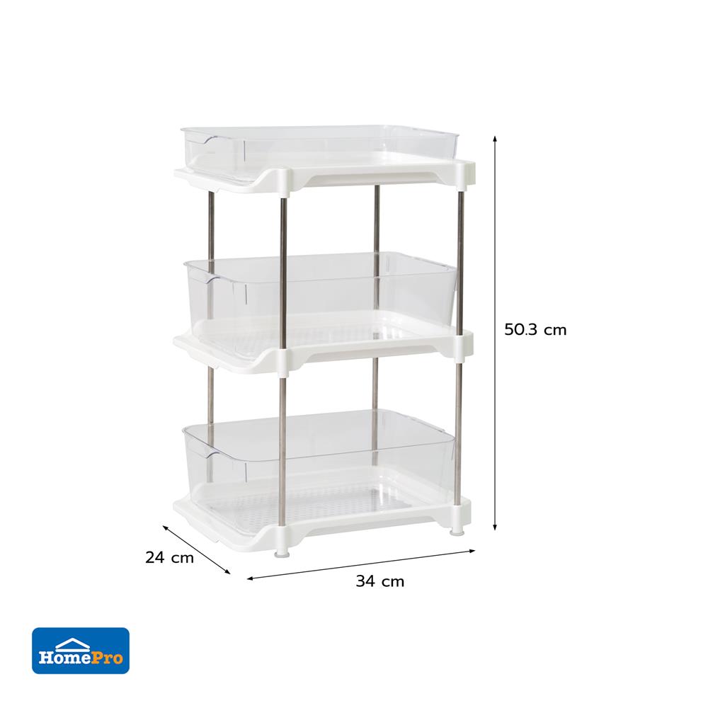 ชั้นวางของพร้อมถาดใส 3 ชั้น KECH BRINK 24X34X50.3 ซม.