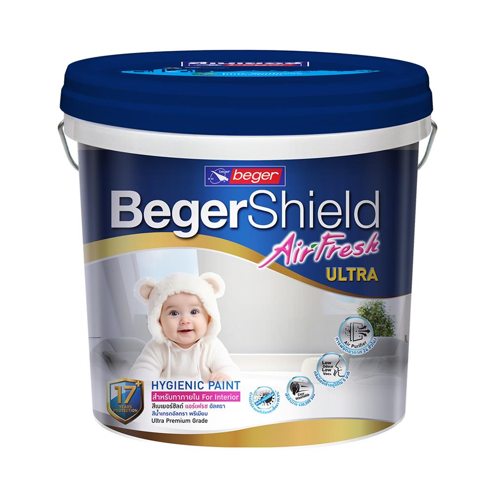 สีน้ำทาภายใน ชนิดกึ่งเงา BEGER BEGERSHIELD AIRFRESH ULTRA สีขาว BASE A 2.5 แกลลอน