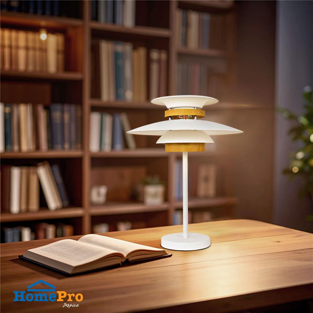 ไฟตั้งโต๊ะ CARINI T249221 สีขาว/ลายไม้