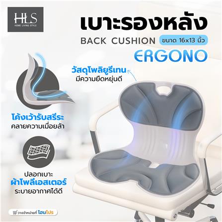 เบาะรองหลัง HOME LIVING STYLE ERGONO 16x13 นิ้ว สีเทา_5