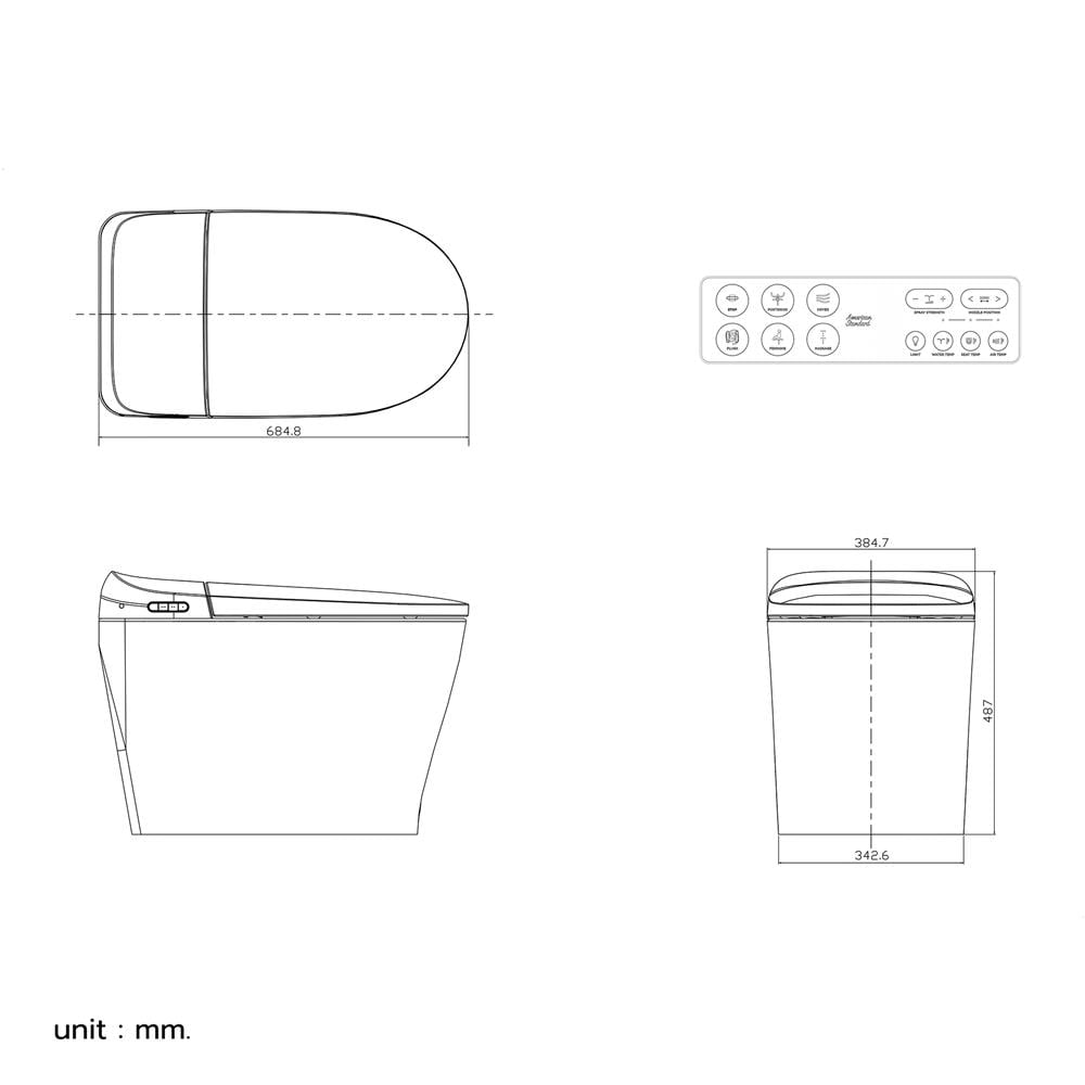 สุขภัณฑ์อัตโนมัติ AMERICAN STANDARD 2072-WT-9 4.8 ลิตร สีขาว