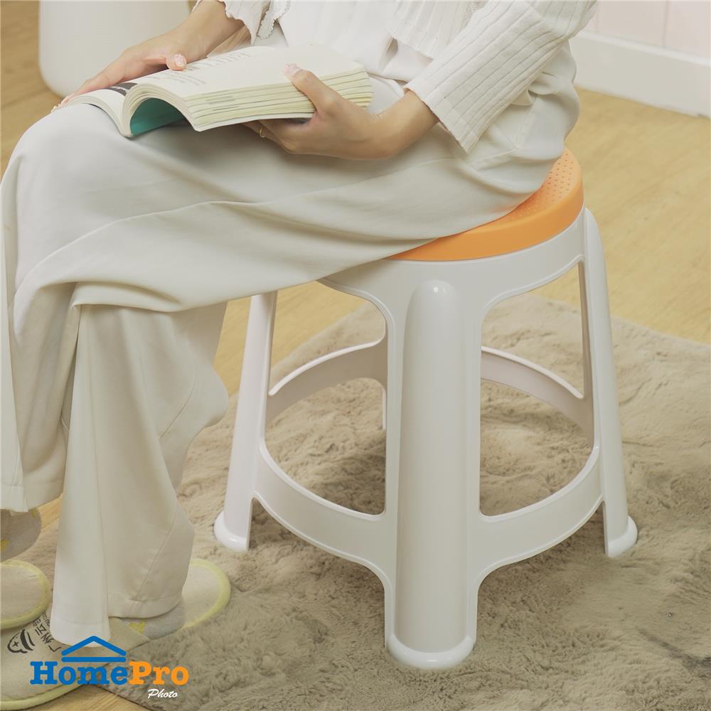 เก้าอี้พลาสติก SPRING BEST CHAIR สีขาว/ส้ม