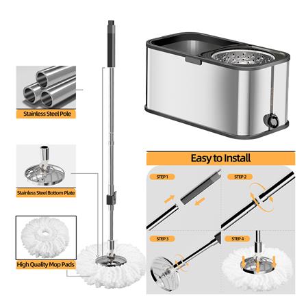 ชุดถังปั่นสเตนเลสพร้อมไม้ม็อบ ACCO LAVISH สีเงิน_8