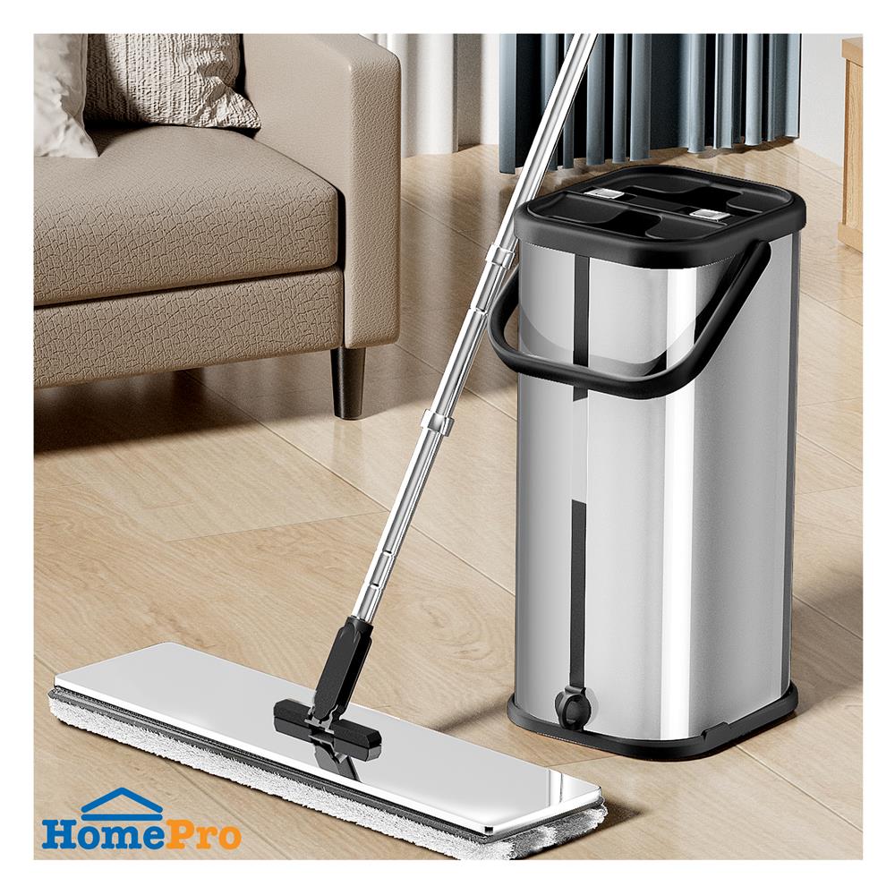 ชุดถังรีดม็อบสเตนเลสพร้อมไม้ถูพื้น ACCO LAVISH สีเงิน