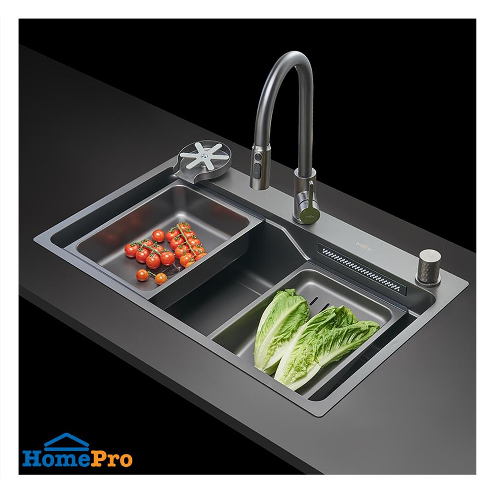 ซิงค์ฝัง 1 หลุม MEX SM761GFGM 76 ซม. สีดำ