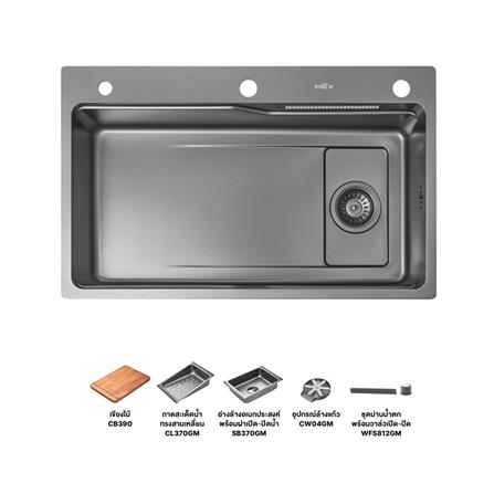ซิงค์ฝัง 1 หลุม MEX SM761GFGM 76 ซม. สีดำ_0