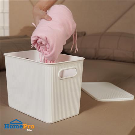 กล่องจัดเก็บผ้ามีฝา PLIM ZAYLEE SIZE L สีขาว_5